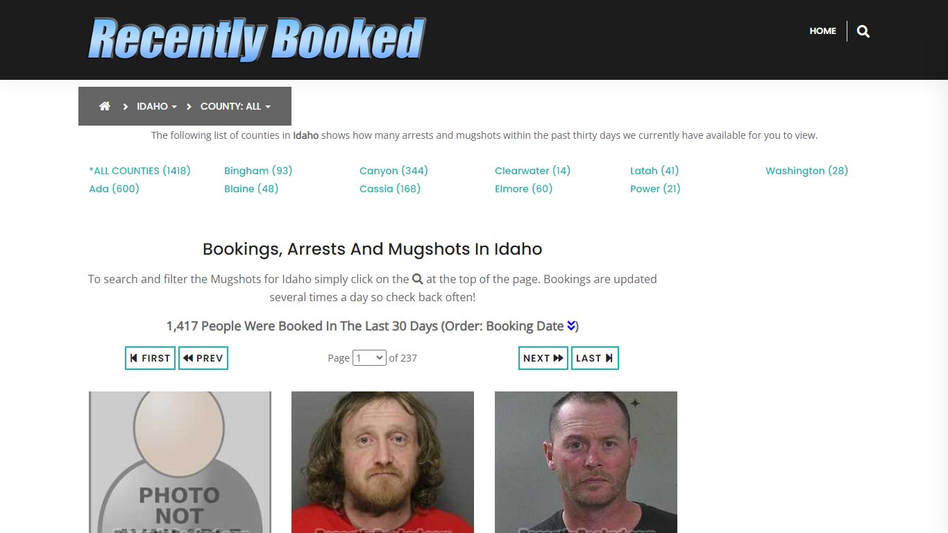 Recent bookings, Arrests, Mugshots in Idaho - Recently Booked